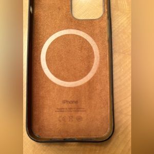 Pair of Apple iPhone 12 leather cases, black & saddle brown.